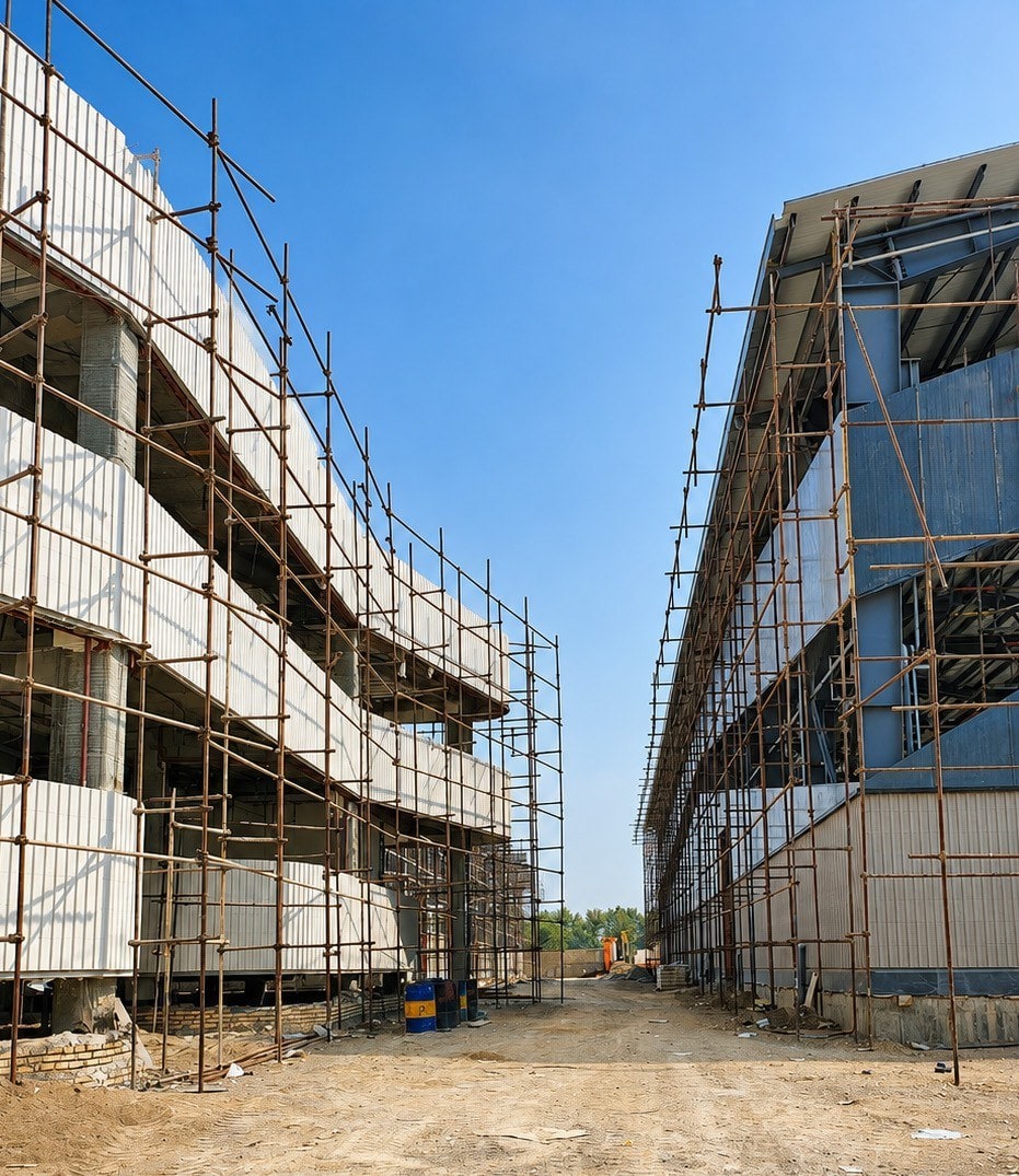 Facade under scaffolding