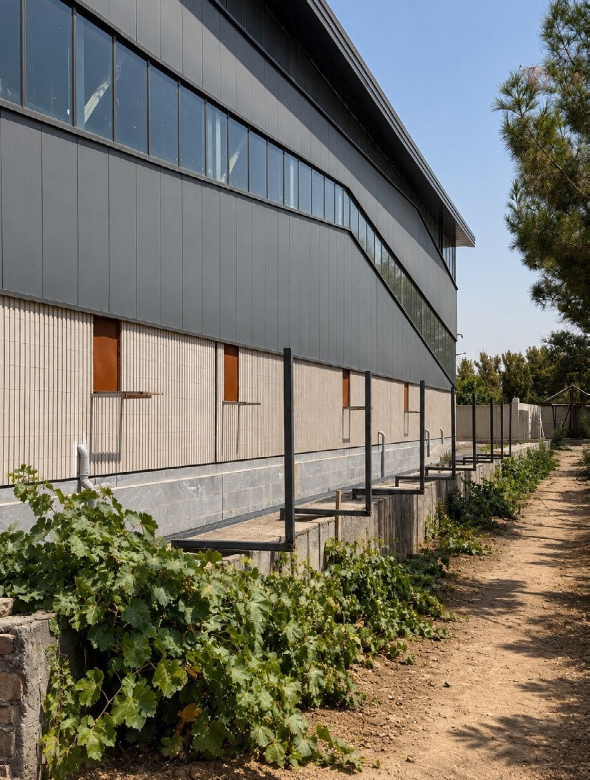 Hall facade and new planting