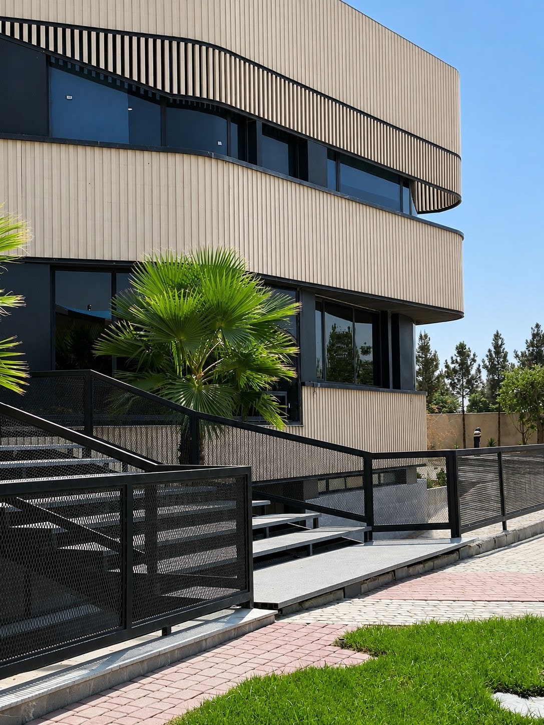 Entrance stair and palm garden