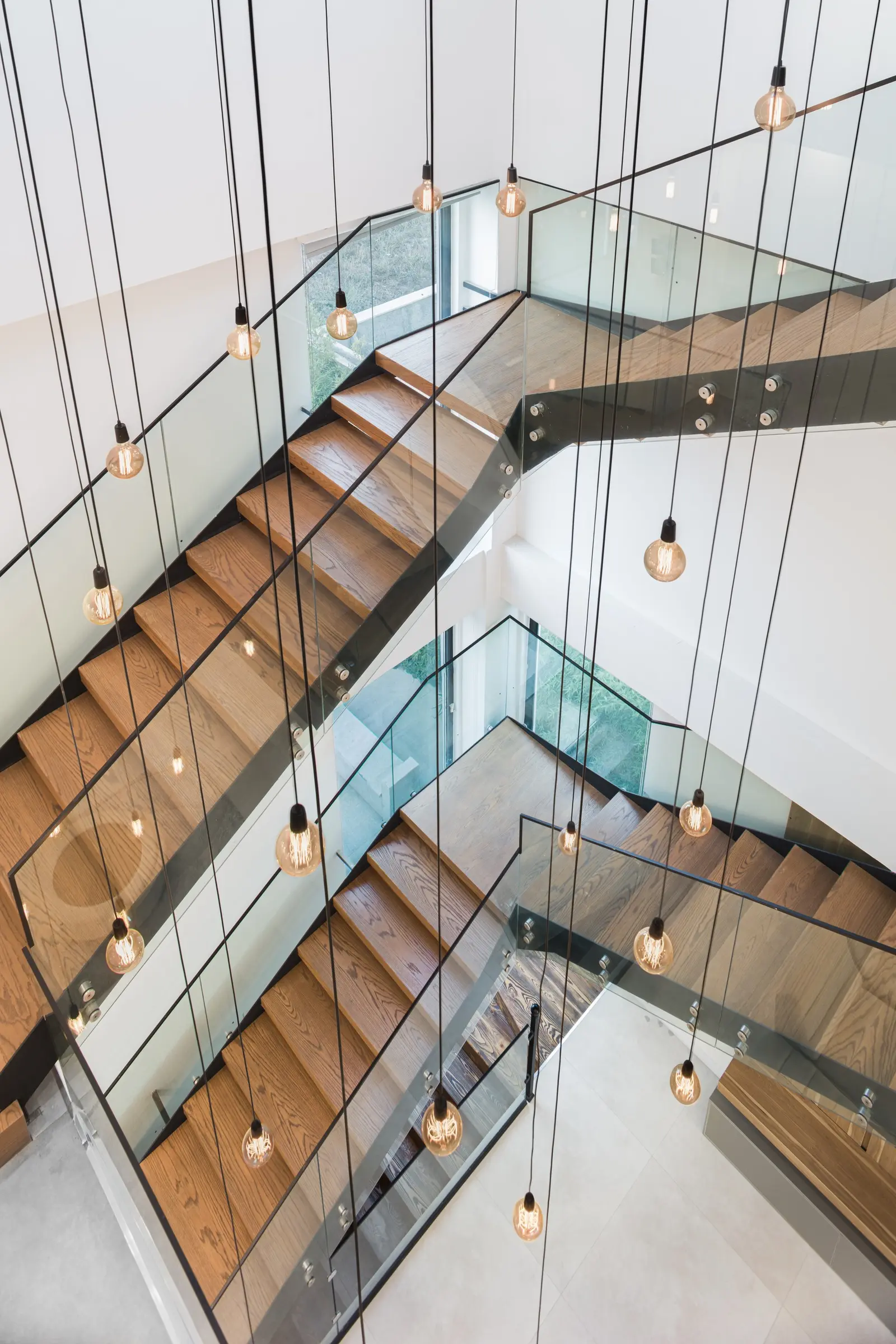 Stair void with hanging lights
