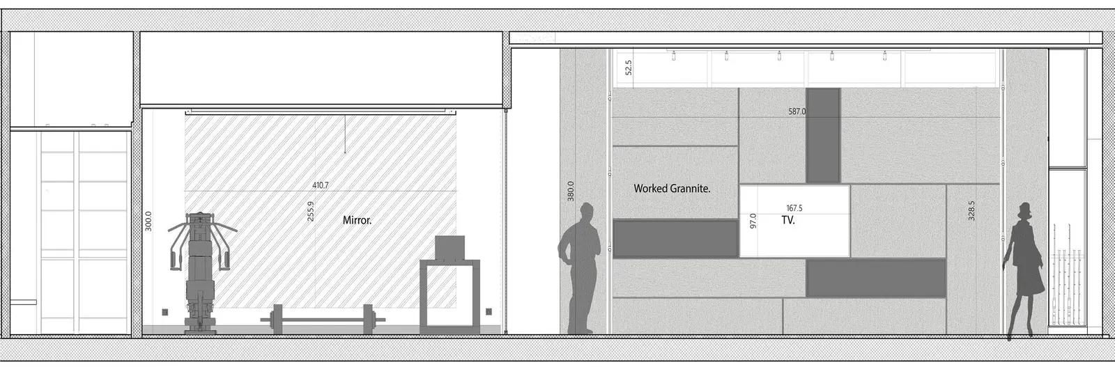 Elevation of the wall units