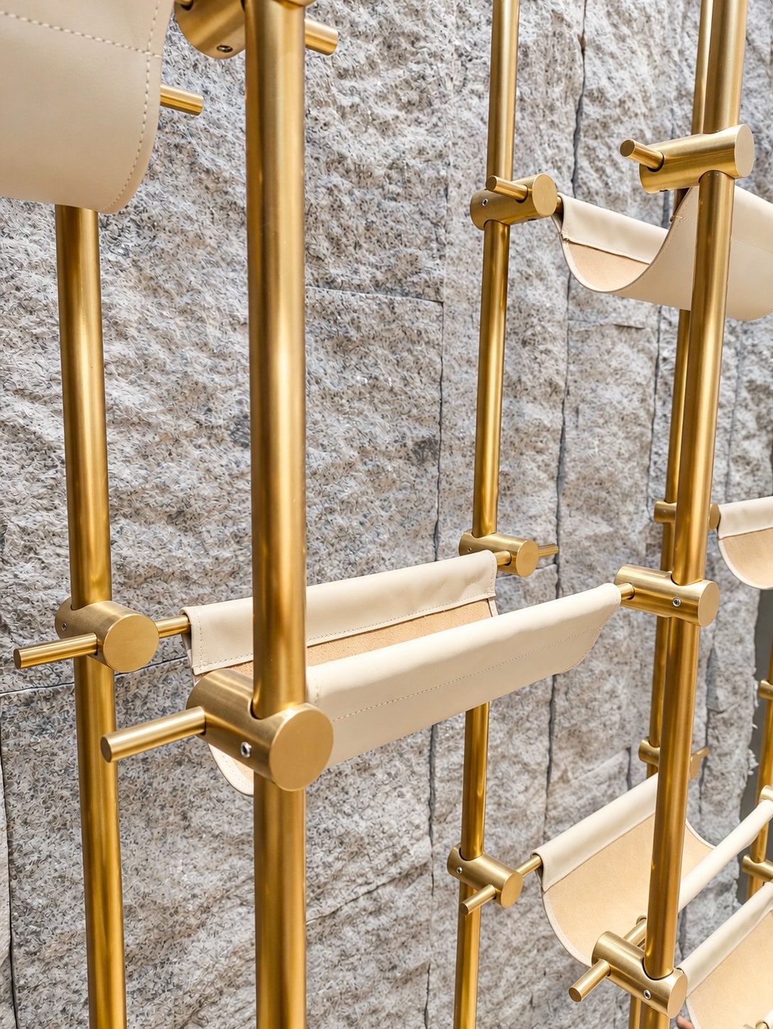 Brass wine rack detail