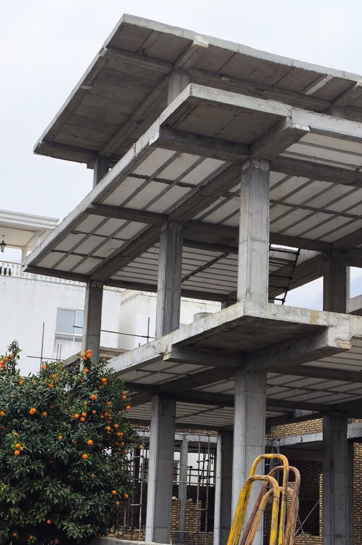 The suspended concrete frame before redesign