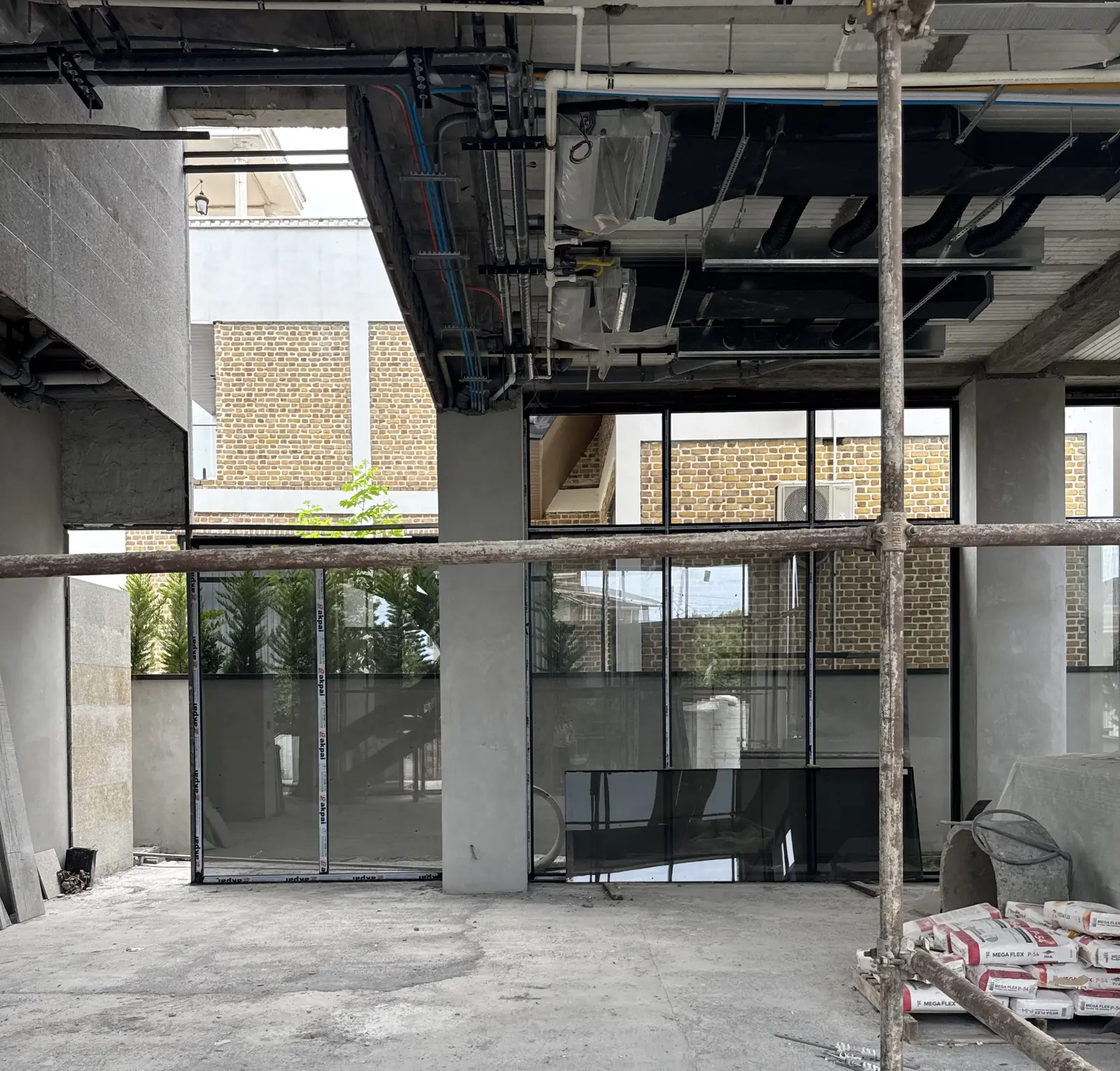 Double-height glazing installed