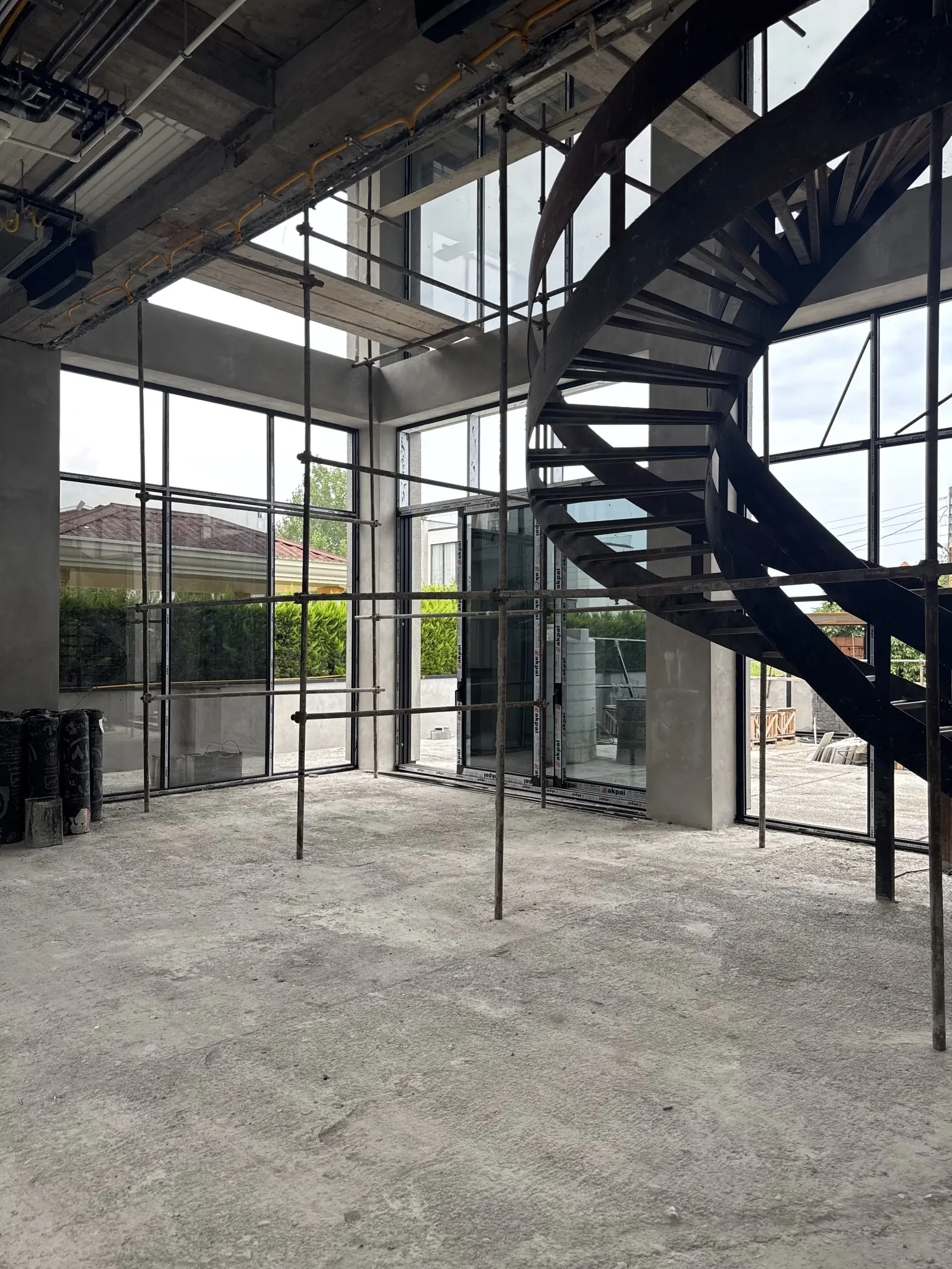 Spiral stair and glazing