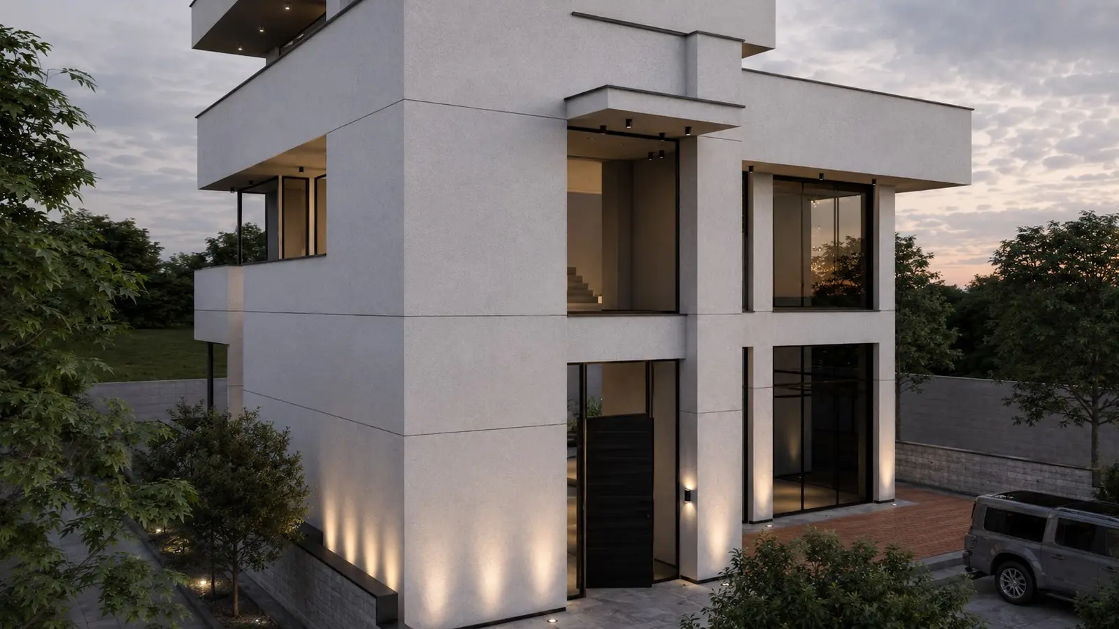 Rendered corner of the house