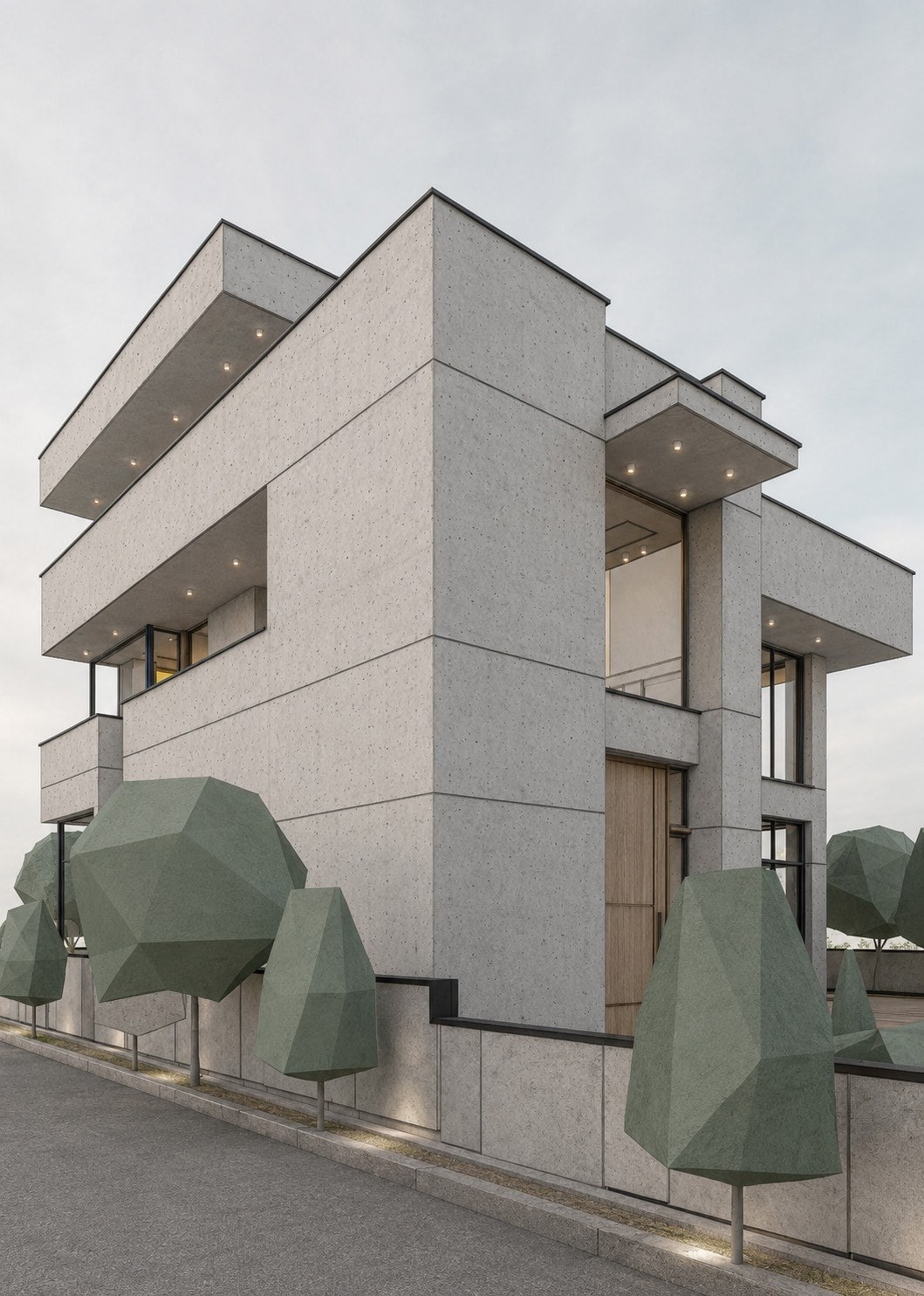 Yew Villa, side view of the cubic volumes