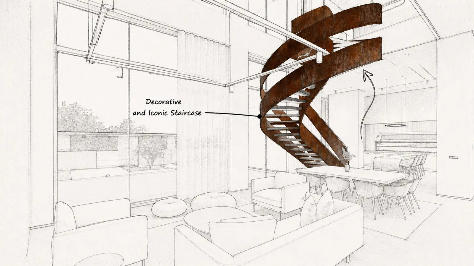 Sketch of the decorative stair